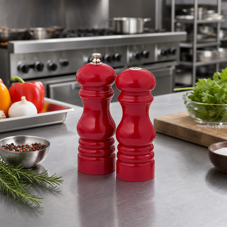 Product image #2 for American Metalcraft 6-Inch Red Wood Salt & Pepper Mill/Shaker Set