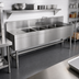 Thumbnail image #2 for Eagle Spec-Bar Four-Compartment Underbar Sink Unit with Left and Right Drainboards, Faucet, 84 Inch Wide