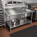 Thumbnail image #2 for Advance Tabco 48 Inch 304 Stainless Steel Sink Work Table With Right Bowl, 5 Inch Backsplash, and Undershelf
