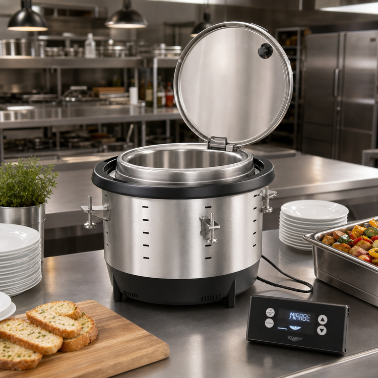 Product image #3 for Vollrath Mirage Round 11 Qt Dry Operation Drop-In Induction Buffet Warmer with Hinged Cover