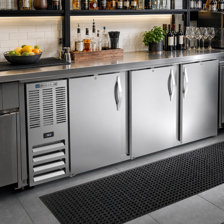 Product image #2 for Beverage-Air 78-Inch Three-Section Food-Rated Back Bar Refrigerator with Solid Doors