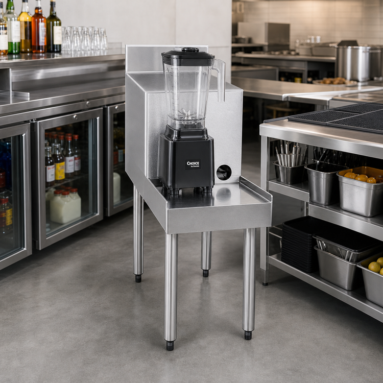 Product image #2 for CHOICE by Glastender Freestanding Underbar Blender Station with Filler Board and 9-Inch Blender Shelf, 18 Inch Wide x 24 Inch Deep