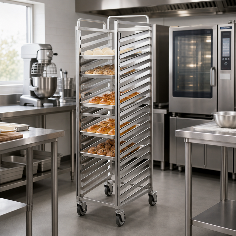 Product image #2 for Channel Manufacturing Stainless Steel Side-Load Full-Size Bun Pan Rack, 18-Pan Capacity