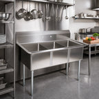 Thumbnail image #2 for John Boos E3S8-18-12-X 3-Compartment Stainless Steel Sink, 59 in, 18 x 18 x 12 in Bowls, Galvanized Legs, No Drainboards