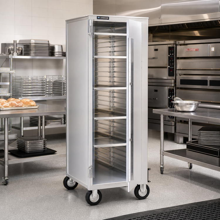 Product image #2 for Mobile Enclosed Full-Height Correctional Cabinet Pan Rack, Non-Insulated Aluminum, 38 Sheet Pan Capacity