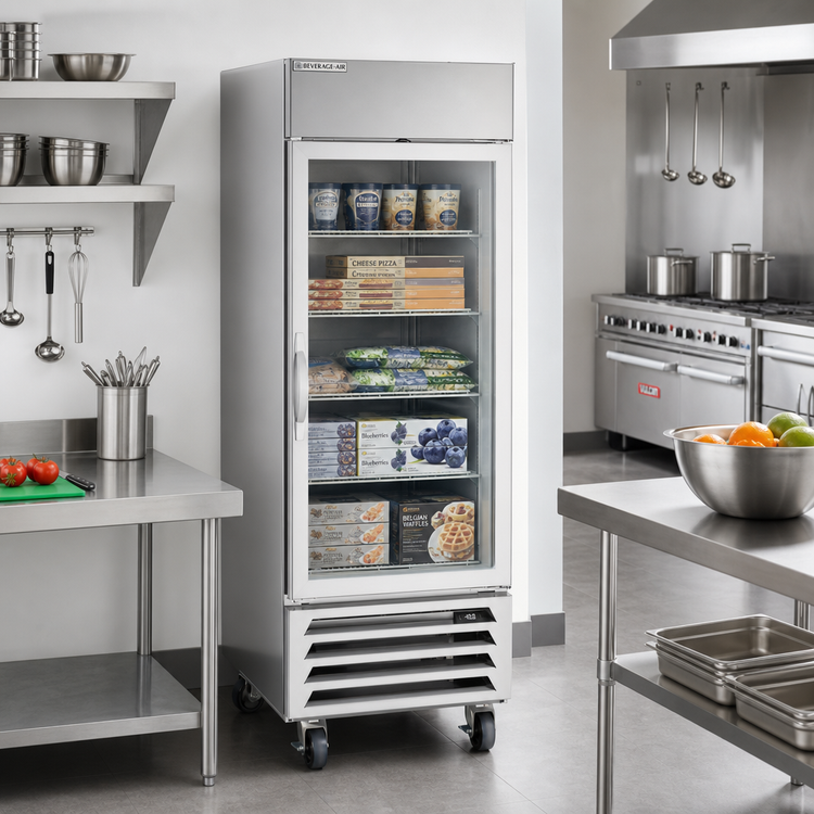 Product image #2 for Beverage-Air Horizon Series Stainless Steel One-Section Glass Door Reach-In Freezer, Bottom-Mount, 23.32 Cu. Ft.