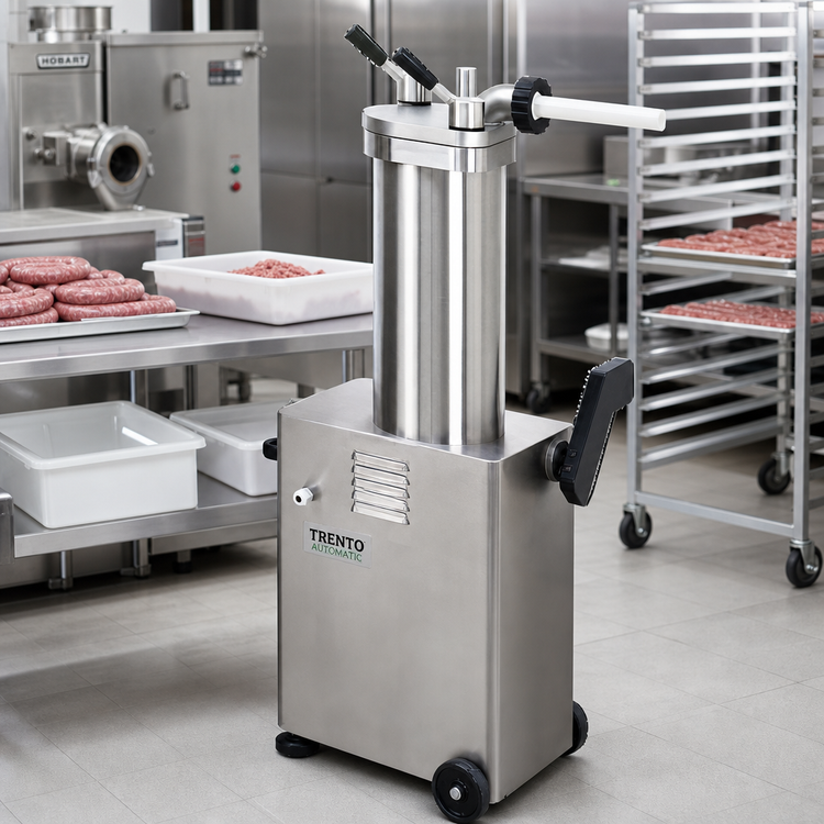Product image #2 for Trento Automatic Vertical Hydraulic Piston Sausage Stuffer, 26 lb Capacity, Fixed Barrel, 208V 3-Phase