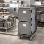 Thumbnail image #2 for Cambro Pro Cart Ultra® PCU1600CCSP615 Electric Insulated Front-Loading Cold Food Pan Carrier, 2 Compartments, 16 GN 1/1 Pans