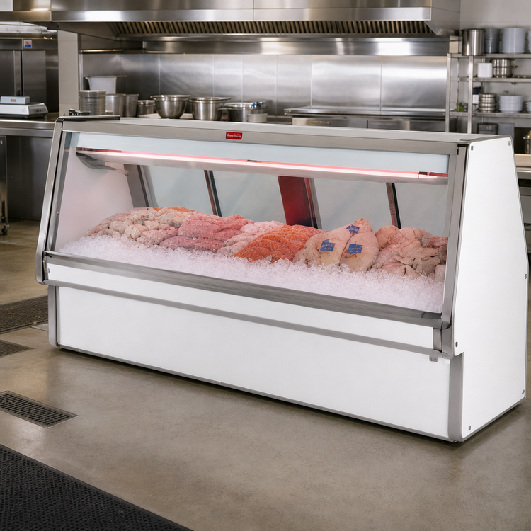 Product image #2 for Howard-McCray 34E Series Remote Fish and Poultry Service Case, 148.5-Inch Endless Design, White, LED Lighting