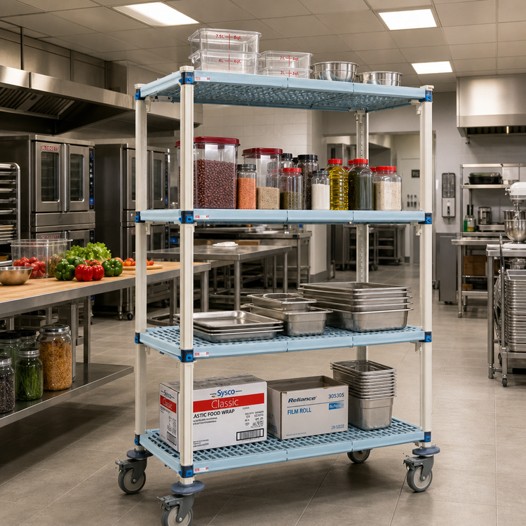 Product image #2 for MetroMax Q Mobile Shelving Starter Unit with 4 Open Grid Shelves, 60W x 21D x 67-5/16H