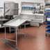 Thumbnail image #2 for Advance Tabco Left-Hand L-Shaped Island Soil Dishtable with Pre-Rinse Sink, 143-Inch, 14 Gauge 304 Stainless Steel