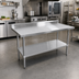 Thumbnail image #2 for Sapphire 60 Inch x 24 Inch Stainless Steel Worktable with 5 Inch Backsplash and Undershelf