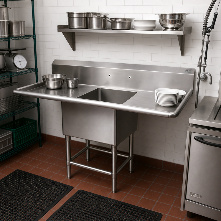 Product image #2 for John Boos Pro-Bowl 1-Compartment Commercial Sink with Dual 30-Inch Drainboards, 87-1/4-Inch Wide
