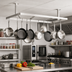 Thumbnail image #2 for Klinger's Trading Ceiling-Mounted Triple-Bar 304 Stainless Steel Pot Rack, 36 x 22 Inches