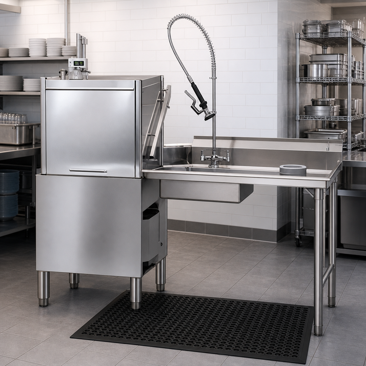 Product image #2 for Straight Soiled Dishtable with 20 x 20 x 5 Inch Pre-Rinse Sink, 16-Gauge 304 Stainless Steel, Right-to-Left, 60 x 30 Inches