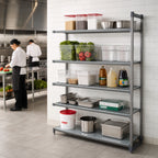 Thumbnail image #2 for Cambro Camshelving® Basics Plus CBA214884VS5580 5-Tier Add-On Polymer Shelving Unit, 21"D x 48"W x 84"H, Vented/Solid, Brushed Graphite