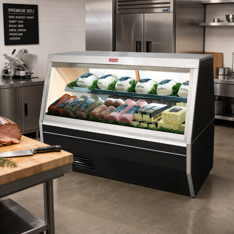 Product image #2 for Howard-McCray 35 Series 71-Inch Double Duty Deli Meat & Cheese Service Case, Self-Contained Refrigerated, LED Lighting, Black Exterior, White Interior