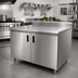 Thumbnail image #2 for Advance Tabco Enclosed Work Table with Cabinet Base, 96 x 36 Inch, 14 Gauge 304 Stainless Steel Top, 5-Inch Backsplash