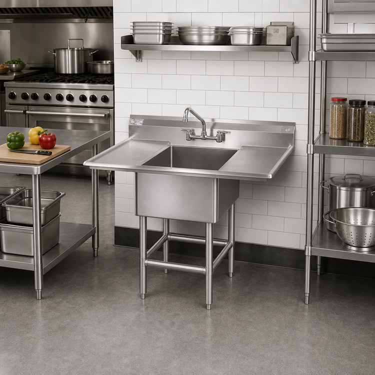 Product image #2 for Spec-Master FN Series One-Compartment Stainless Steel Sink, 25 x 35 Inches, 14-Gauge Top