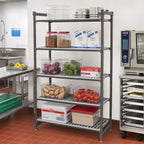 Thumbnail image #2 for Cambro Camshelving® Basics Plus CBU214884V5580 5-Tier Vented Stationary Starter Shelving Unit, 21 x 48 x 84 Inches, Brushed Graphite