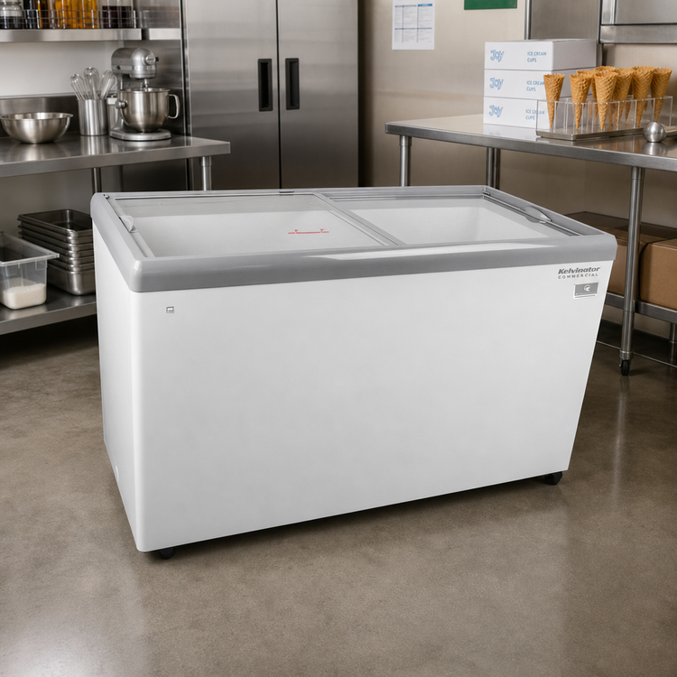 Product image #2 for Kelvinator Commercial Sliding Glass Lid Ice Cream Novelty Display Freezer, 59.5-Inch, White