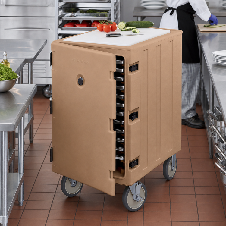 Product image #3 for Cambro Camcart® Insulated Tray and Sheet Pan Cart with Removable Cutting Board, 13 Pan Capacity, Coffee Beige