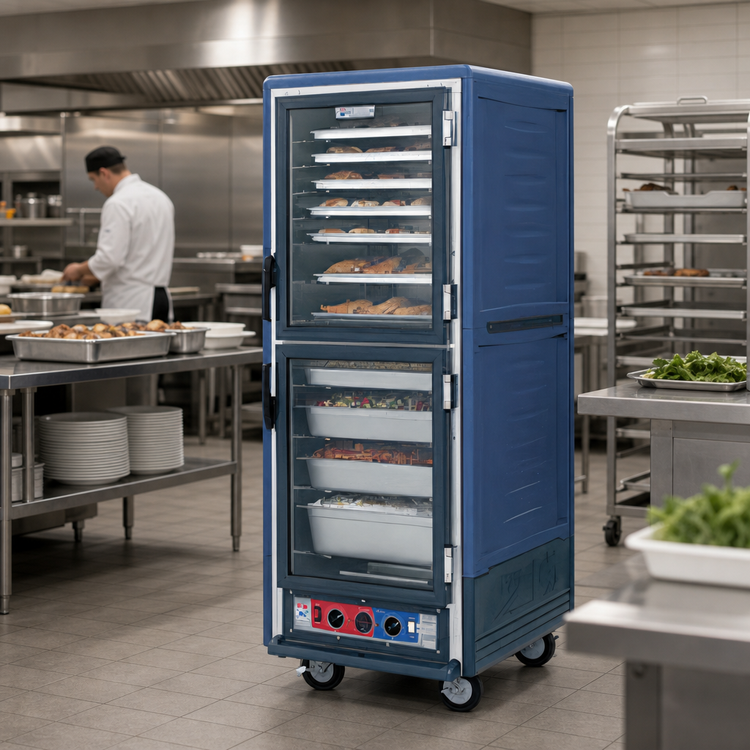 Product image #2 for Metro C5 3 Series Mobile Full-Height Heated Holding Cabinet with Blue Insulation Armour and Dutch Clear Doors
