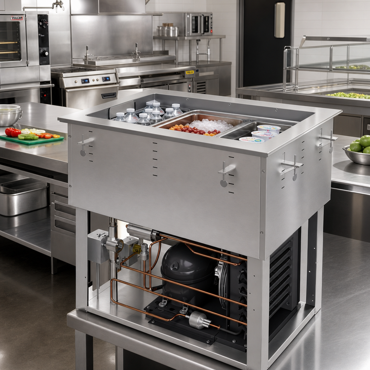Product image #3 for Vollrath Hot/Cold/Frozen 1-Well Modular Drop-In Food Well with Auto Drain and Flat Flange, 120V