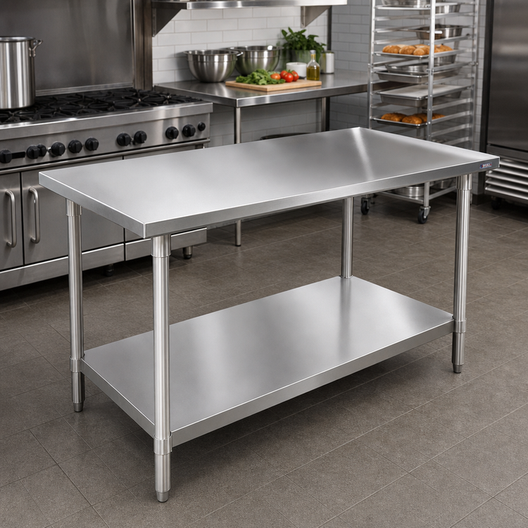 Product image #2 for John Boos Stallion 60" x 36" 16-Gauge Stainless Steel Work Table with Adjustable Undershelf
