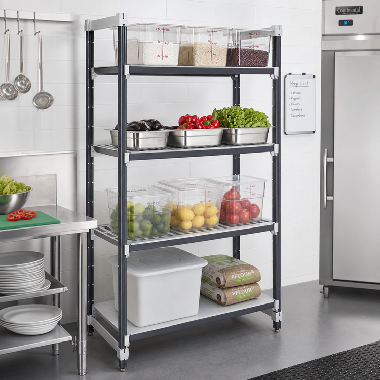 Product image #2 for Camshelving Elements XTRA 18" x 42" x 72" Stationary Starter Unit, 4-Tier Vented & Solid Polymer Shelving