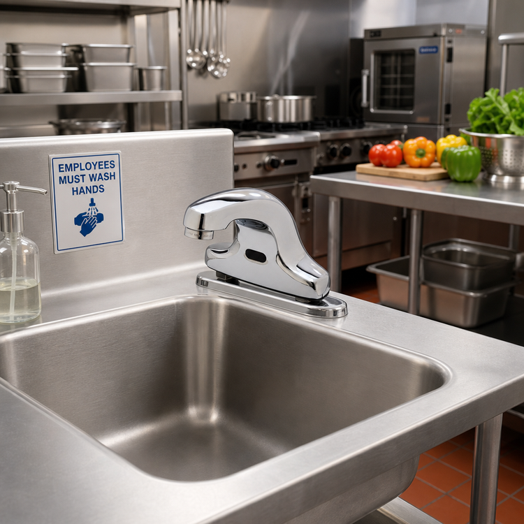 Product image #2 for Equip 4-Inch Centers Deck-Mount Touchless Electronic Sensor Faucet, Rigid Spout, 2.2 GPM