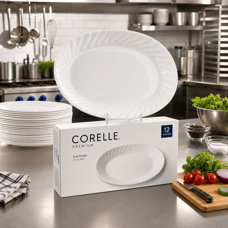 Product image #2 for Corelle Premium Oval Glass Platter, 12-1/4 Inch, Case of 12
