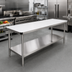 Thumbnail image #2 for 96-Inch x 24-Inch Flat Top Poly-Top Work Table with Adjustable Stainless Steel Undershelf