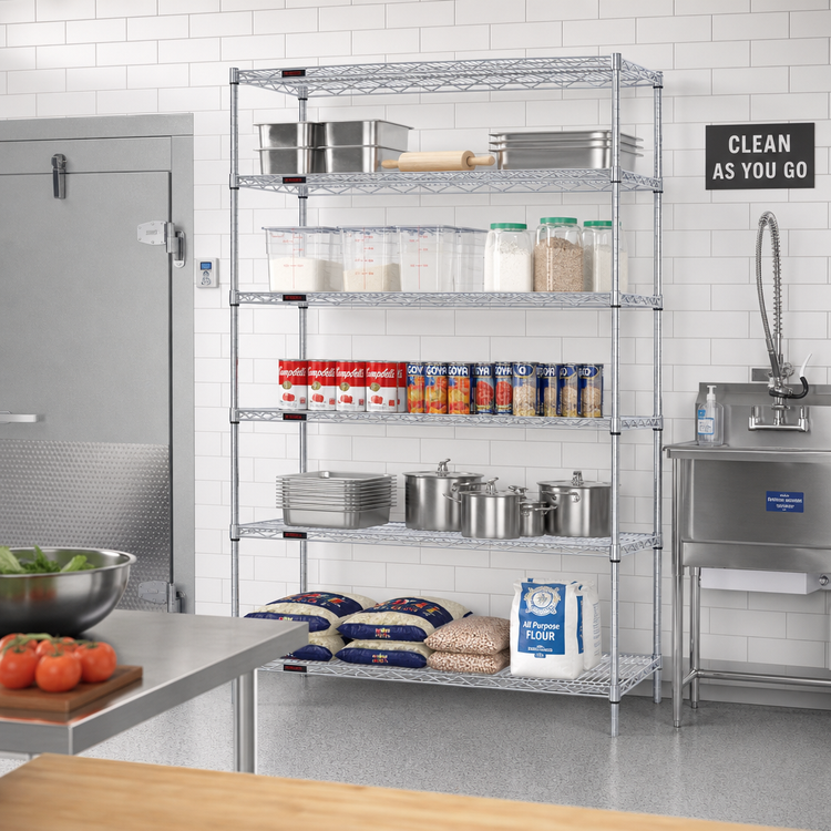 Product image #2 for EAGLEbrite 5-Tier Stationary Starter Wire Shelving Unit, 72"W x 18"D x 86"H, Zinc Finish