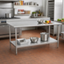 Thumbnail image #2 for Eagle Group Deluxe Series Stainless Steel Work Table with 4-1/2 Inch Backsplash and Undershelf, 60 x 24 Inches