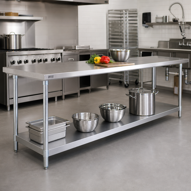 Product image #2 for John Boos 108-Inch x 24-Inch Galvanized Work Table Undershelf