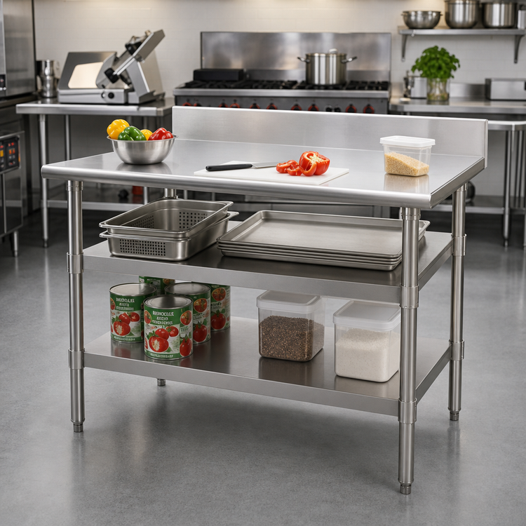 Product image #2 for Eagle Group 60 x 30 Inch Adjustable Stainless Steel Undershelf for Work Tables