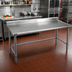 Thumbnail image #2 for Eagle Group Deluxe Series 72-Inch W x 36-Inch D Stainless Steel Work Table with 4-1/2-Inch Backsplash and Galvanized Tubular Base