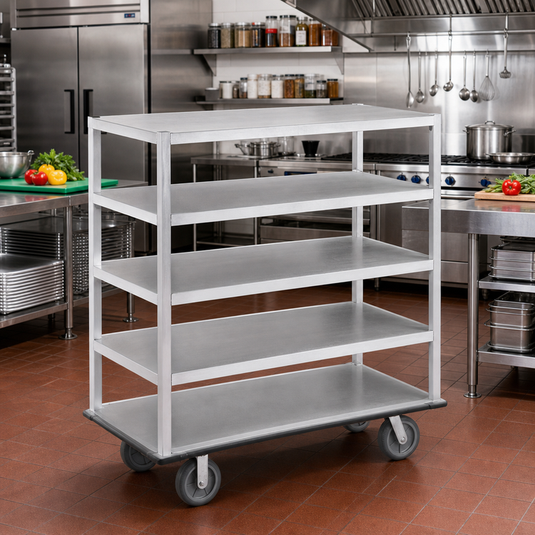Product image #2 for Channel Manufacturing Queen Mary 4-Shelf Aluminum Banquet / Utility Cart, 62 x 28 x 66 Inches