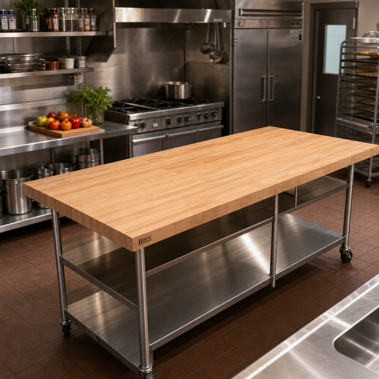 Product image #2 for John Boos 144 x 36 x 2-1/4 Inch Thick Edge Grain Hard Rock Maple Work Table Top