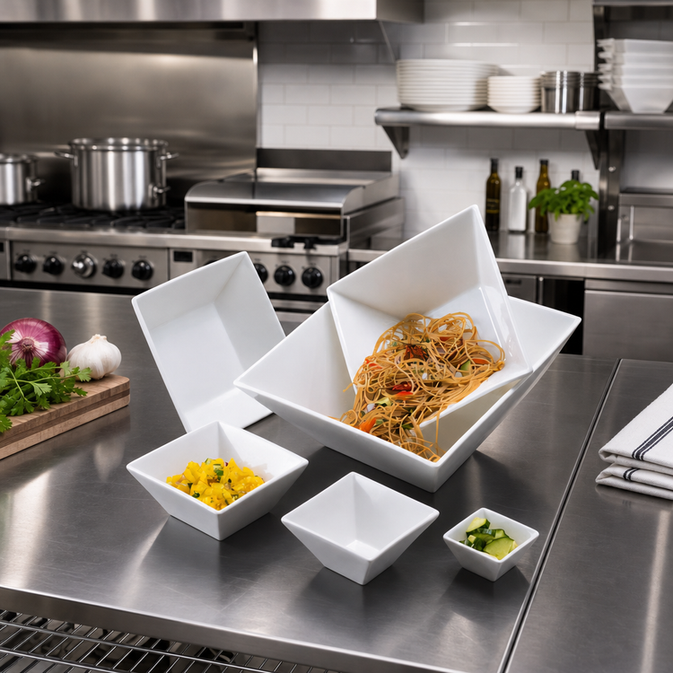 Product image #2 for Prestige 12 oz Square Porcelain Pasta Bowl, White