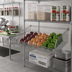 Thumbnail image #3 for Metro Super Erecta BSK1860NC Hopper-Style Basket Shelf, 60"W x 18"D, Chrome Plated, 1" Wire Spacing