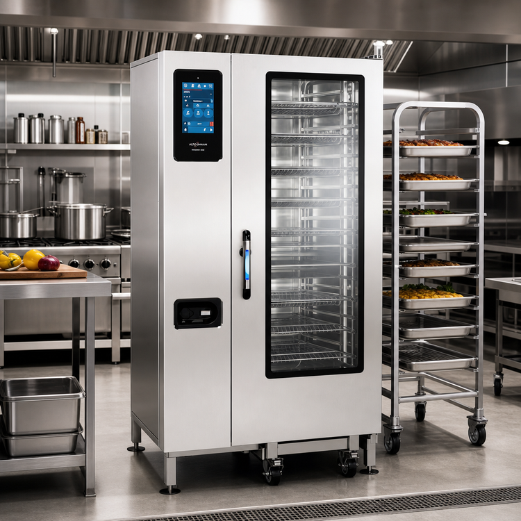 Product image #2 for Alto-Shaam Prodigi Classic 20-10G Full-Size Boilerless Gas Combi Oven with Roll-In Cart