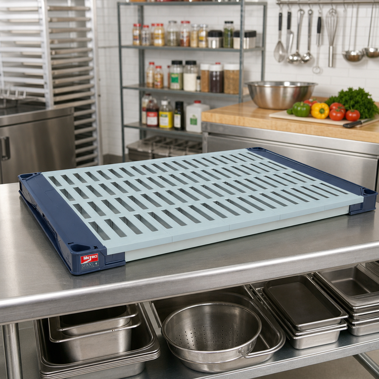 Product image #2 for MetroMax 4 54-Inch x 24-Inch Blue Open Grid Polymer Shelf with Microban
