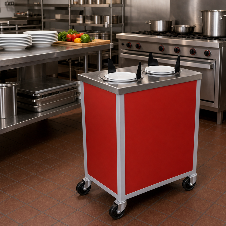 Product image #2 for Atlas Metal MEPD2H-5 Heated Mobile Double Plate Dispenser