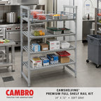 Thumbnail image #2 for Cambro Camshelving® Premium CPR1472151 Full Shelf Rail Kit, 14 x 72 Inch, 4-1/4 Inch High, Double-Level Rails, Soft Gray