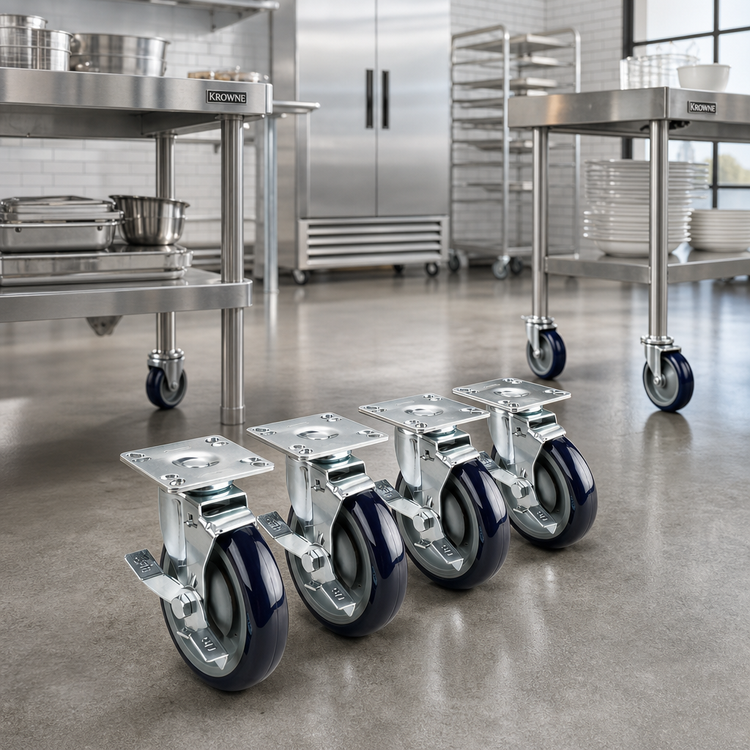 Product image #2 for Krowne 5-Inch Plate-Mount Caster Set with Brakes