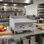 Thumbnail image #2 for Hurakan by Equip.me 24-Inch Gas Countertop Griddle with 2 Burners and Thermostatic Control