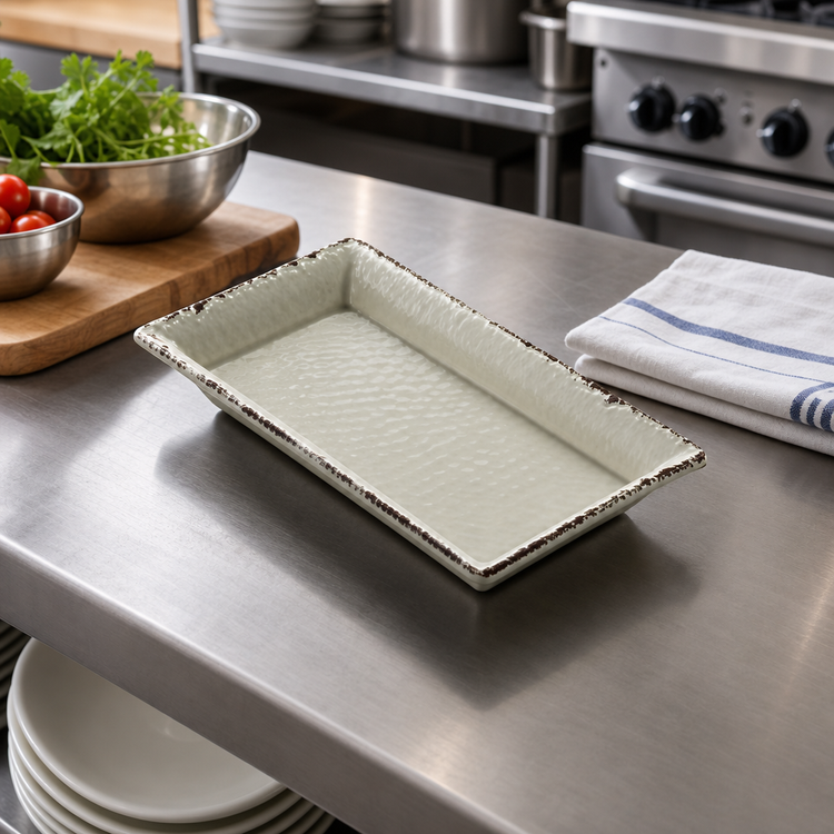 Product image #2 for American Metalcraft Small Rectangular Melamine Platter, Antique White, 14-1/4 x 7-1/2 x 1-1/2 Inches