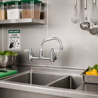 Thumbnail image #2 for Fisher 13230 Brass Backsplash Faucet, 8-Inch Centers, 6-Inch Swing Spout, Lever Handles, Low Lead